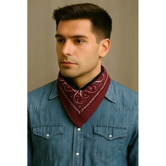 Burgundy Hot Pink Colorful Bandanas 21x21 Inch Square Western Style Scarves Set - Picture 7 of 9